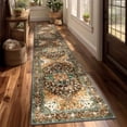 thumbnail image 1 of Washable Runner Rug, 2x10 Non-Slip Boho Vintage Hallway Rug Runner with Rubber Backing, Stain Resistant Distressed Carpet Runner for Bedroom, Kitchen, Laundry, Entrance, 1 of 8