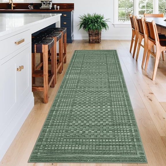 Washable Runner Rug 2x6 Kitchen Rugs Non Slip Washable Modern Green Indoor Entryway Rug Farmhouse Soft Bath Mat Stain Resistant Carpet for Bedroom Hallway Laundry 2'x6' Green