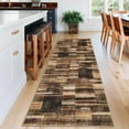 thumbnail image 1 of Washable Runner Rug 2x6 Modern Entryway Rug Tartan Plaid Non Slip Kitchen Rugs Rustic Bedroom Area Rug Hallway Runners Soft Carpet Bath Mat Stain Resistant Throw Rugs for Laundry 2'x6' Brown, 1 of 7
