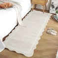 thumbnail image 1 of Washable Runner Rug 2x6 Modern Solid Scalloped Kitchen Runner Mat Minimalist Plain Long Runner Rug for Entryway Bedroom Bedside Non Slip Low Pile Boho Accent Solid Runner Rugs for Nursery, Ivory, 1 of 8