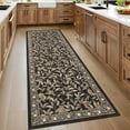 thumbnail image 1 of Washable Runner Rug 2x6 Non Slip Kitchen Hallway Runner Leaf Botanical Print Low Pile Throw Carpet Modern Home Decor Mat for Laundry Bathroom Indoor Use, Brown, 1 of 7
