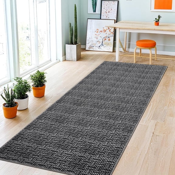 Washable Runner Rug 2x6 Rug Runners for Hallways Non Slip Entryway Rug Modern Farmhouse Kitchen Runner Rug Neutral Accent Rug Low Pile Floor Carpet for Bedroom Laundry Bathroom Foyer Black
