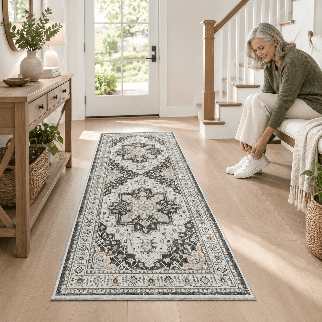 Washable Runner Rug 2x6 Runners For Hallways Non Slip Black - Walmart.com