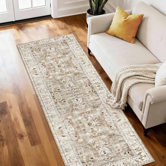 Washable Runner Rug 2x6 ft Non Slip Backing Farmhouse Vintage Soft ...