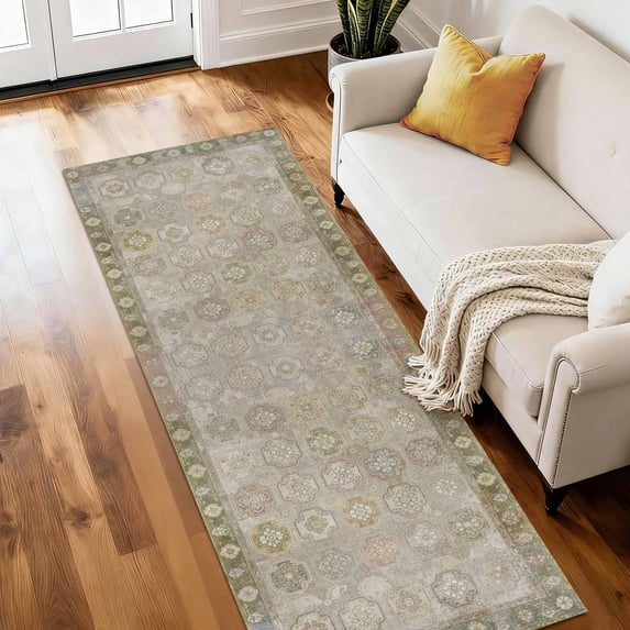 Washable Runner Rug 2x6 ft Non Slip Backing Farmhouse Vintage Soft ...