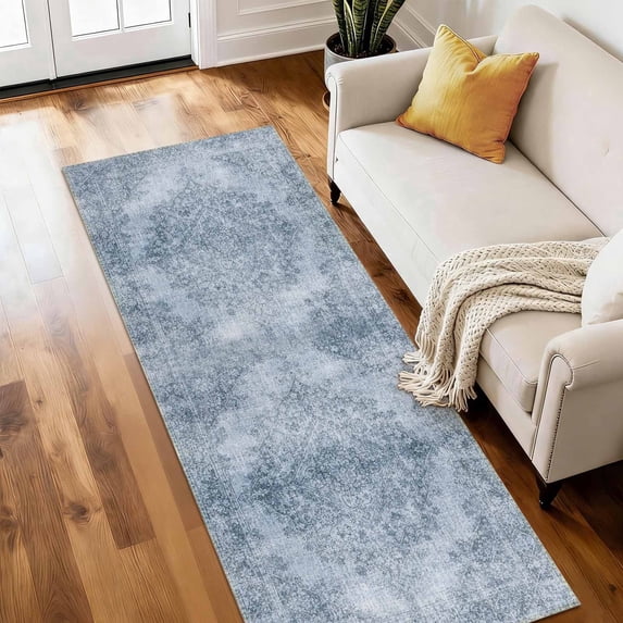 SAND KEEPER Washable Runner Rug 2x6 ft Non Slip Backing Farmhouse Vintage Soft Kitchen Rug Low Profile Floor Carpet for Kitchen Hallway Laundry Room Bedroom