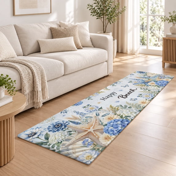 Washable Runner Rug 2x6ft, Coastal Starfish Non-Slip Carpet for Kitchen ...