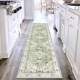 thumbnail image 1 of Washable Runner Rug, 2x8 Non-Slip Boho Vintage Hallway Rug Runner with Rubber Backing, Stain Resistant & Low Pile Faux Wool Distressed Carpet Runner for Kitchen, Laundry, Entrance, Sage Green, 1 of 7