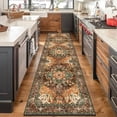 thumbnail image 1 of Washable Runner Rug, 3x10 Non-Slip Boho Vintage Hallway Rug with Rubber Backing, Low Pile Faux Wool Distressed Carpet Runner for Bedroom, Kitchen, Laundry, Entrance, 1 of 7