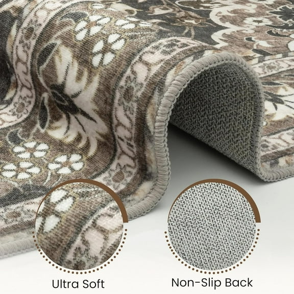 Washable Runner Rug 3x10 | Non Slip Rug Runners for Hallways, Entryways, Kitchens, Bathrooms, Bedrooms | Ultra-Soft Flannel Carpet Runners with Rubber Backing (Black Brown, 3x10)