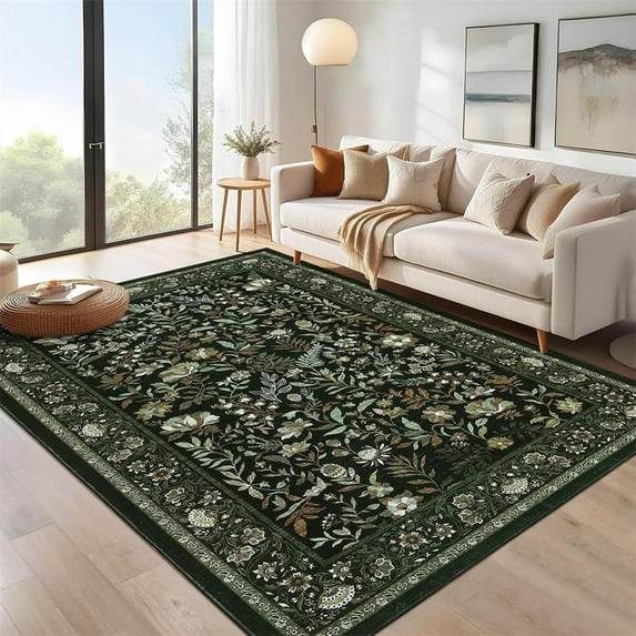 Washable Runner Rug Floral Rug Runner for Hallway Soft Non-Slip Kitchen Runners Stain Resistant Ultra-Thin Entryway Indoor Carpet Long Rugs for Bedroom Laundry Bathroom Bedside