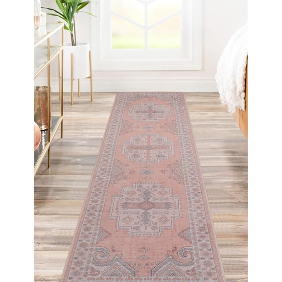 Washable Runner Rug Hallway Carpet : 2x8ft Stain Resistant Entryway Runner No Crease Non Slip Laundry Room Floor Rug for Indoor Kitchen Bedroom Bedside Entryway Entry Foyer Dining Office Farmhouse