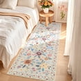 thumbnail image 1 of Washable Runner Rug Non Slip, 2x6ft Ultra Soft Low Pile Boho Floral Carpet for Living Room Bedroom, Polyester with TPR Backing, 1 of 6
