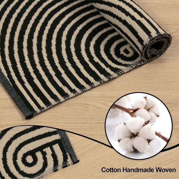 Washable Runners for Hallways 2.6'x8', Fall Kitchen Runner Cotton Woven Entry Rug Long Bathroom Rug Reversible Carpet Runner Modern Floor Runner Rugs for Entryway Foyer Indoor Outdoor