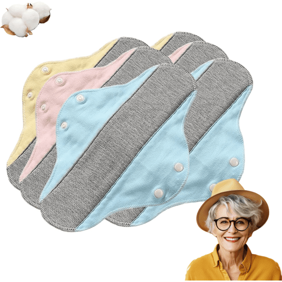 Washable Sanitary Napkins, Leak-Proof & Waterproof Washable Incontinence Pads, Reusable Menstrual Pads, Menstrual Incontinence Pads , Eco-Friendly, Cotton, Pure Cotton Washable Underwear(6PCS)
