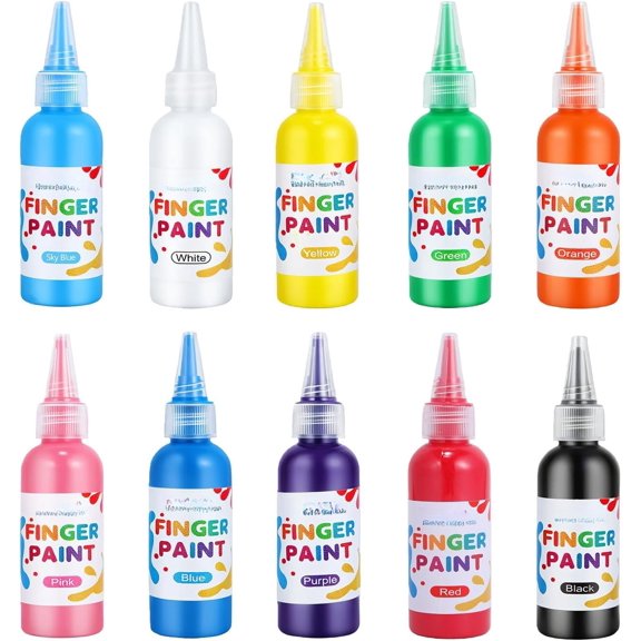 Washable Set, 10 Colors x 60ml (2 fl oz) Squeeze Bottlees, Non- Craft for Paper, Posters, Classroom Art & DIY Projects