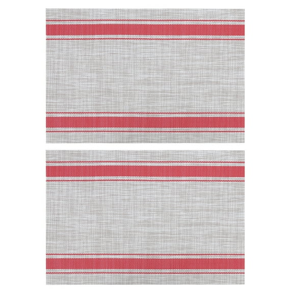 Washable Set Of 2 Heat Insulation Placemat, Table Pad, For Dining Kitchen Red