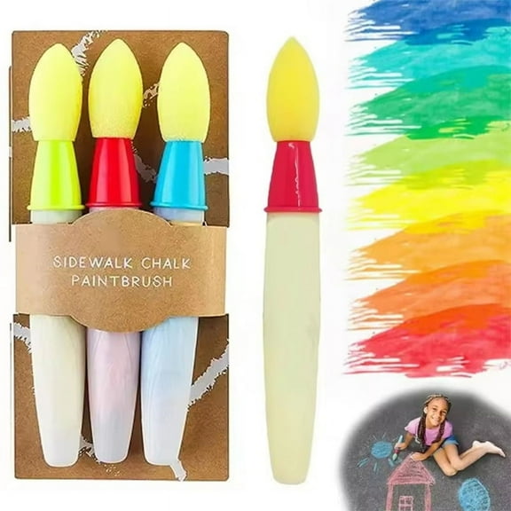 Washable Sidewalk Chalk Paint Brush Set Soft with Foam Brush Head Chalk Paint Stick Children'S Gifts Kid'S Paintbrush