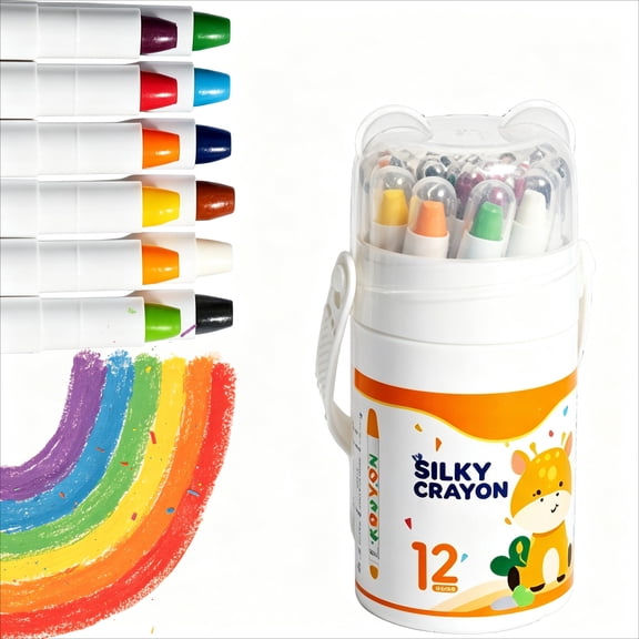 Washable Silky Crayons, 12/24/36/48 Colors Water Soluble Twist-Up Gel Sticks, Art Set with Paintbrush for Drawing, Sketching and Coloring