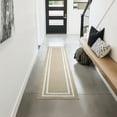 thumbnail image 1 of Washable Skid-Resistant Runner Rug, Border, Beige and White, 30" x 144", 1 of 9