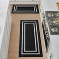 thumbnail image 1 of Washable Skid-Resistant Runner Rug, Border, Black and Twisted Grey, 26" x 45" and 26" x 60" 2-Piece Set, 1 of 9