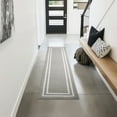thumbnail image 1 of Washable Skid-Resistant Runner Rug, Border, Light Grey and White, 30" x 144", 1 of 9