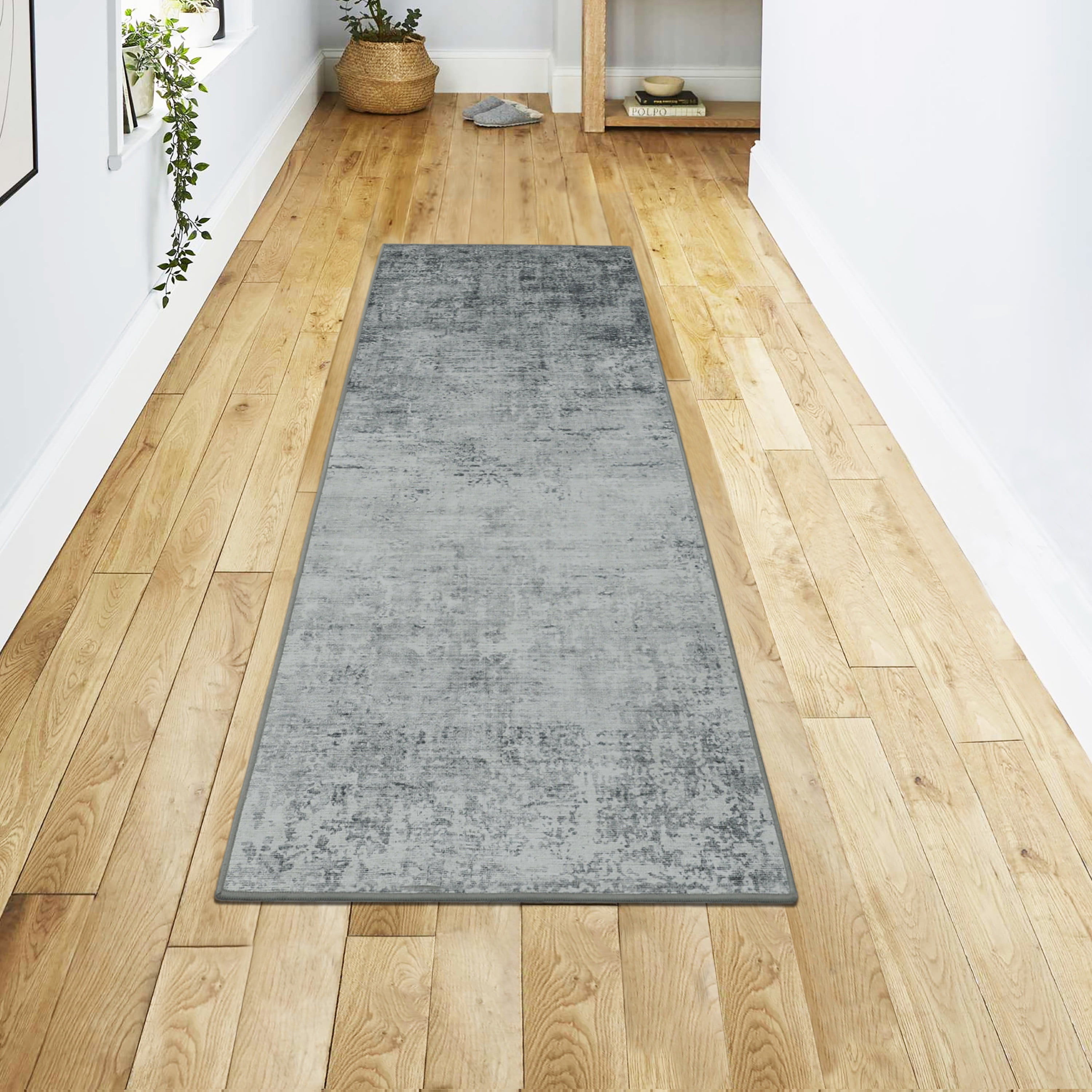 Washable Skid-Resistant Runner Rug Geometric Blue 24