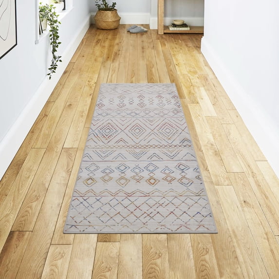 Washable Skid-Resistant Runner Rug Geometric Multi 24" x 60"