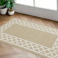 thumbnail image 1 of Washable Skid-Resistant Runner Rug, Trellis Border, Beige and White, 26" x 45", 1 of 8