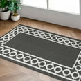 thumbnail image 1 of Washable Skid-Resistant Runner Rug, Trellis Border, Dark Grey and White, 26" x 45", 1 of 8
