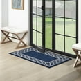 thumbnail image 1 of Washable Skid-Resistant Runner Rug, Trellis Border , Denim Twist and Light Grey , 26" x 45", 1 of 9
