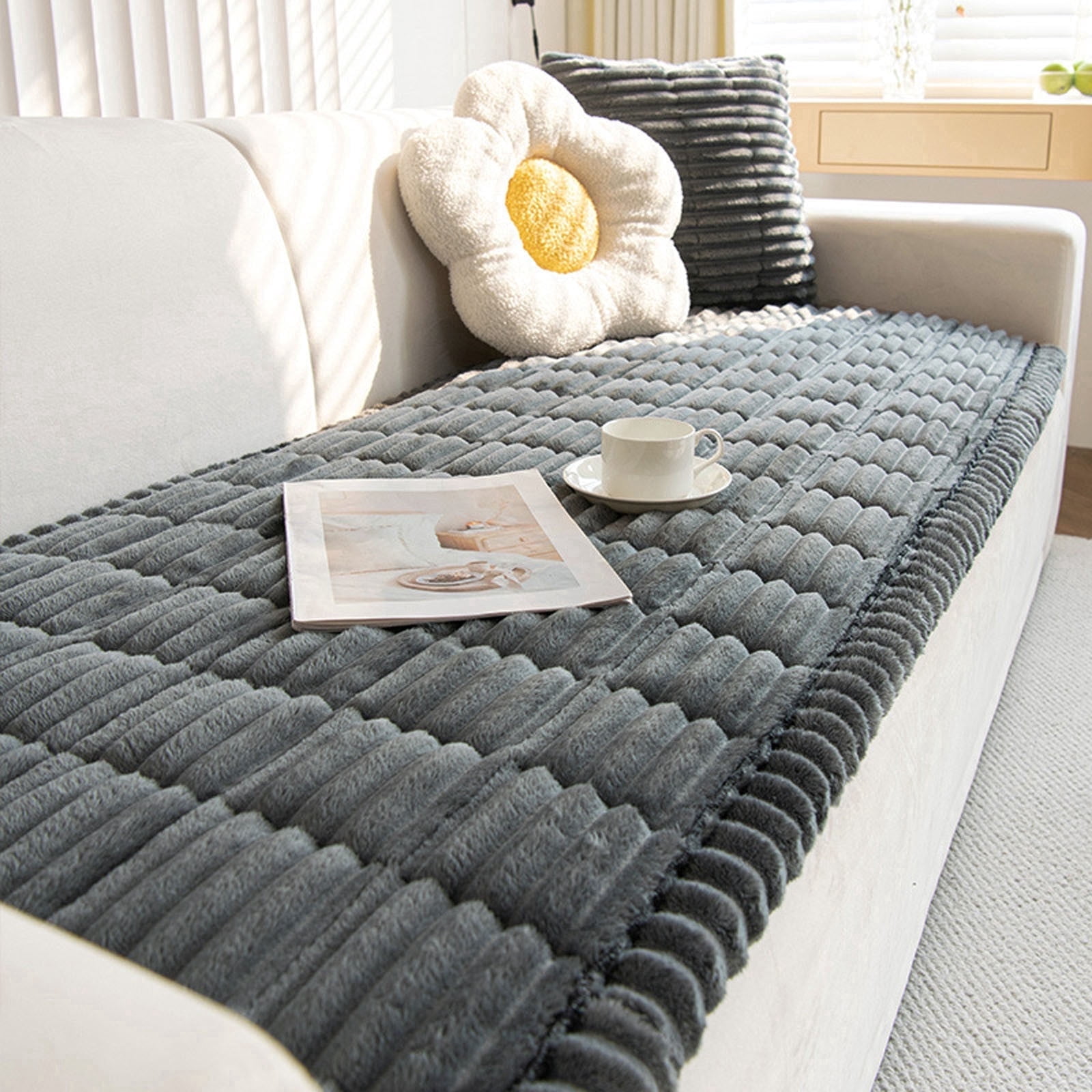 Washable Sofa Cover Protector Non Flannel Soft Pet Friendly Couch Blanket Mat For 3 Cushion Furniture