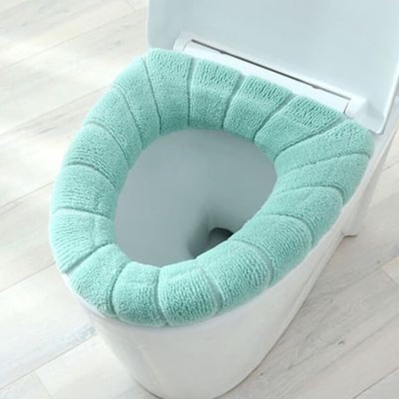 Washable Soft Toilet Seat Cover Pad 30x30cm Stretchable Fits Oval & Round Toilets Green