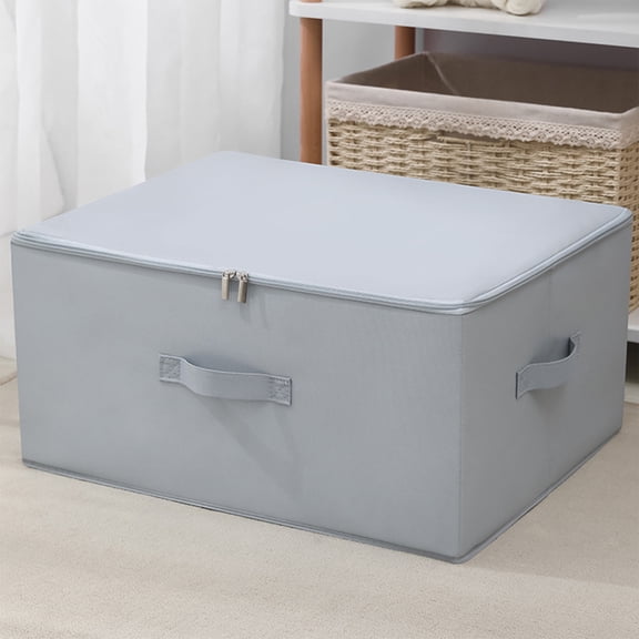 Washable Storage Box1PC,17.72x13.78x9.84in,Fabric Clothes Organizer with Zipper Closure, Foldable Design for Seasonal Wardrobe & Travel Packing(Grey)
