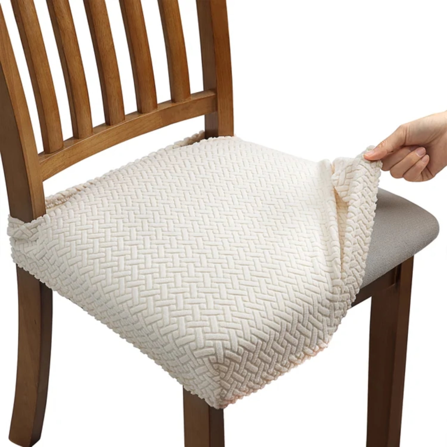 Washable Stretch Jacquard Chair Seat Covers Removable Anti Dust Cushion Protector Slipcovers for Dining Room Chairs