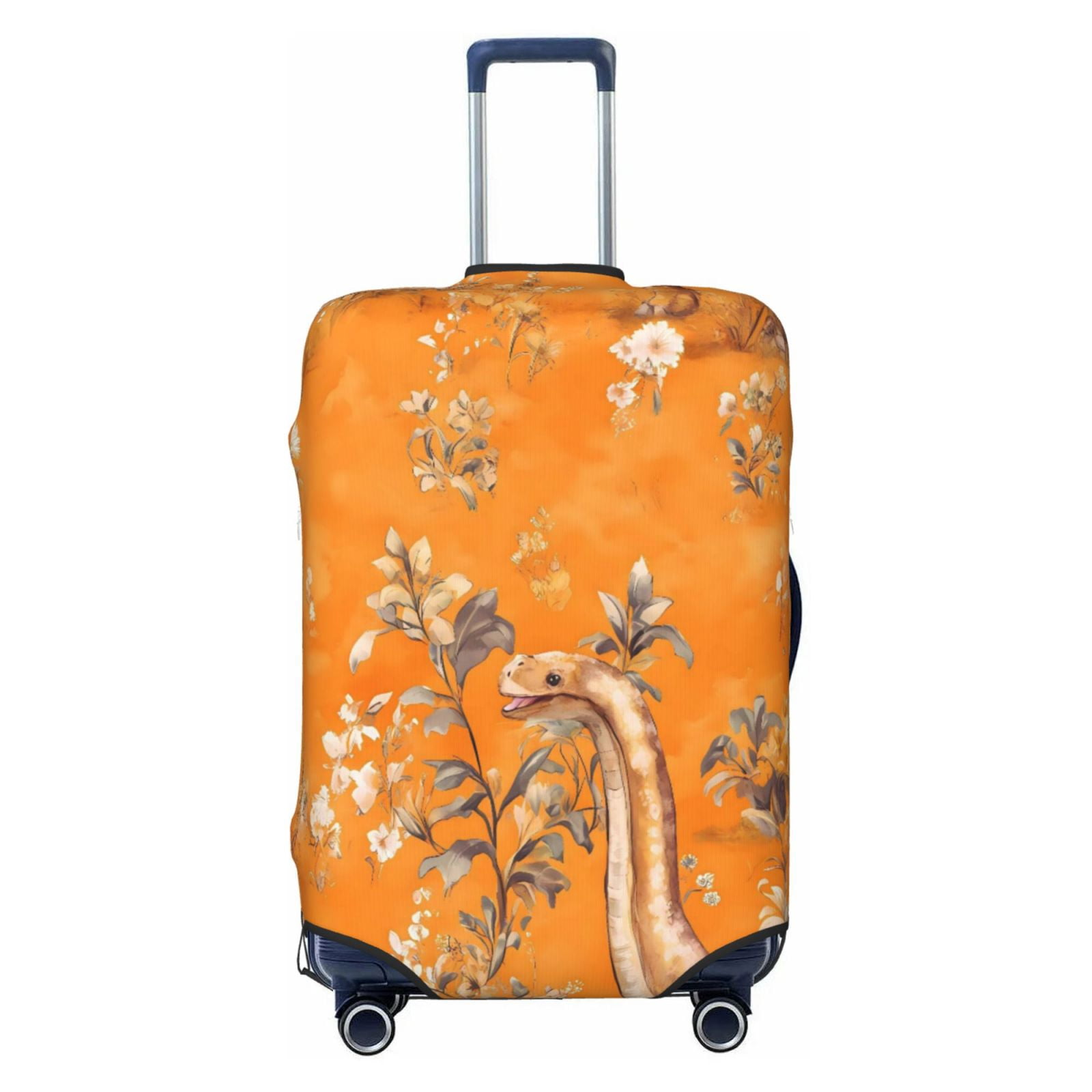 Washable Stretch Polyester Luggage Cover Fits 18-32 Inch Suitcases Ideal For Business And Travel Dinosaur On A Yellow Background