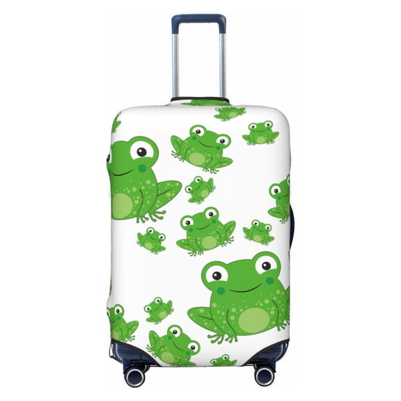 Washable Stretch Polyester Luggage Cover Fits 18-32 Inch Suitcases Ideal For Business And Travel Funny Frog Animal White