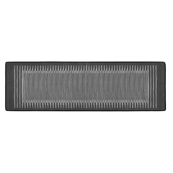 Washable Striped Runner Rug, Non-Slip Black Berber Stripe Long Rugs for Living Room, Low Pile Minimalist Floor Carpet Rugs Modern Rug for Bedroom Dining Room Home Office