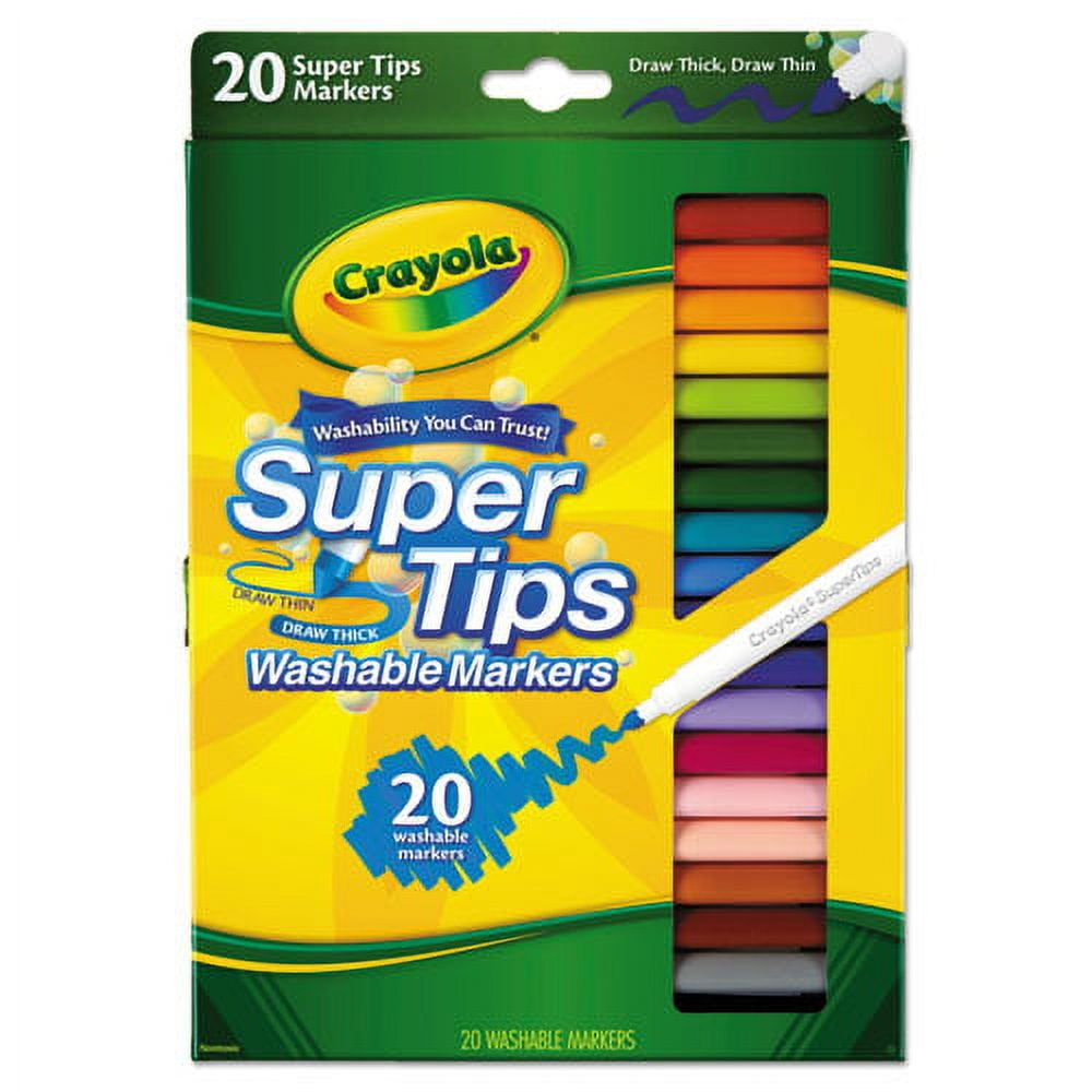 Washable Super Tips Markers, Fine/broad Bullet Tips, Assorted Colors, 20/set | Bundle of 2 Sets