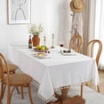 thumbnail image 1 of Washable Tablecloth Fabric Tassel Tablecloth Kitchen Table Dust Cover Home Decor Everyday Use (Square, 55 x 55 inches) - style:style3;, 1 of 5