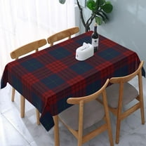 Washable Tablecloth, Navy Blue and Red Plaid Robinson Tartan Rectangle Table Cover, Spillproof & Wrinkle-Free, for Farmhouse, Kitchen, Dining Room, Picnic Parties, 60 X 84 Inches