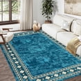 thumbnail image 1 of Washable Teal 8'x10' Abstract Non Slip Large Rug for Living Room, Bedroom, Dining Room, Office, Nursery, Christmas, 1 of 8