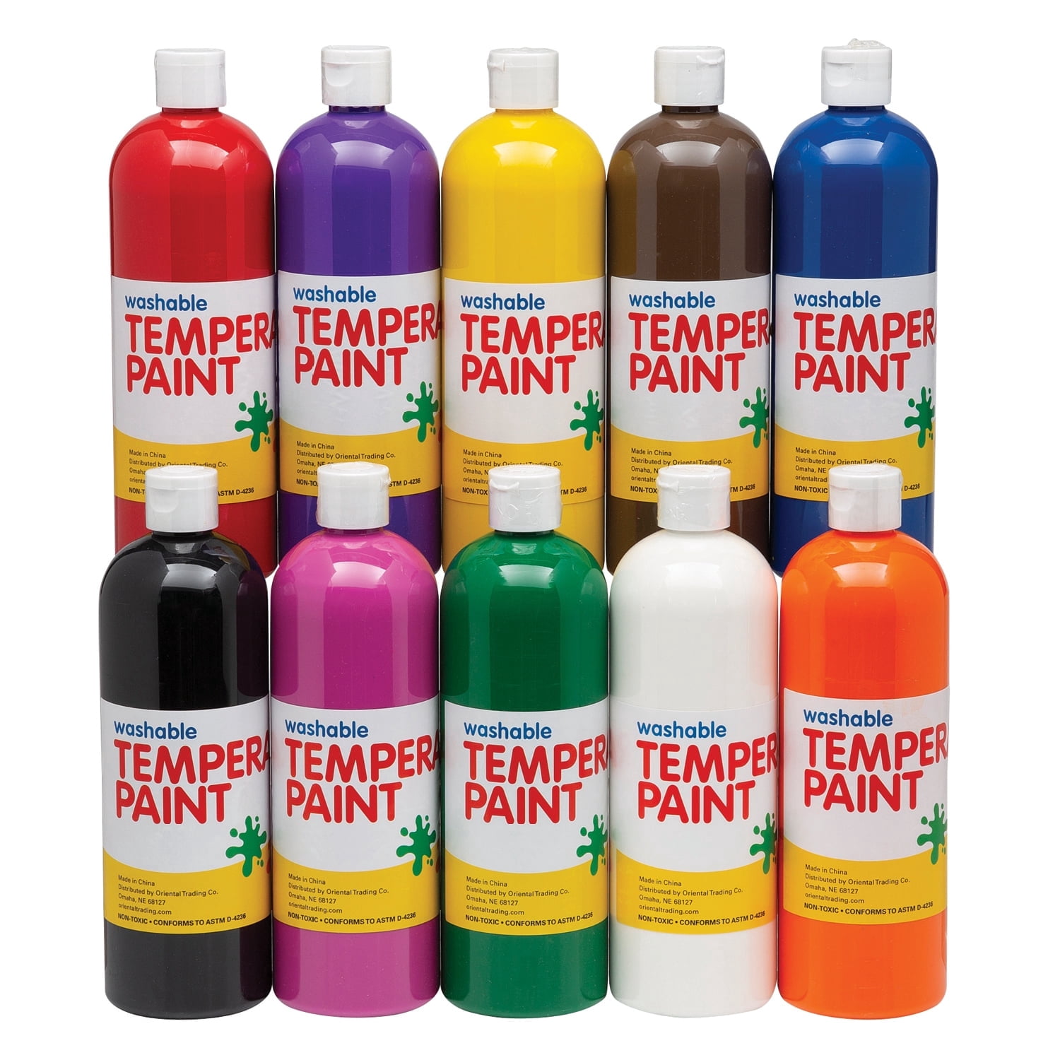 Fun Express 16 oz. Washable Classic Colors Tempera Paint Set - 10 Pc.