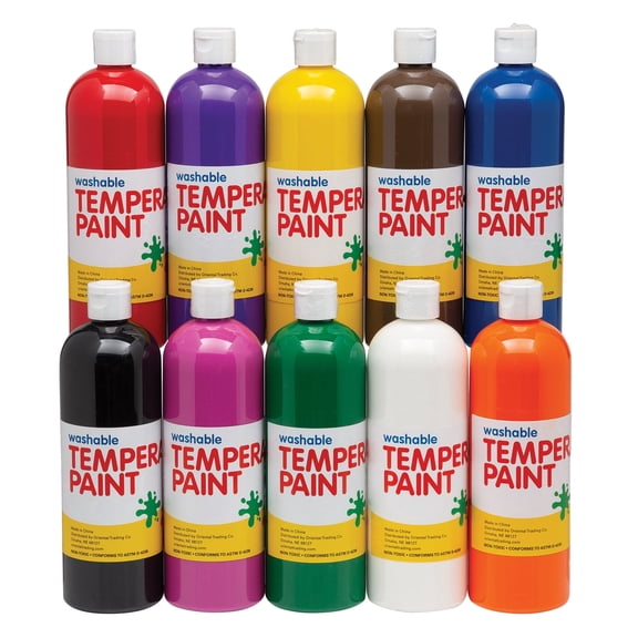 Fun Express 16 oz. Washable Classic Colors Tempera Paint Set - 10 Pc.