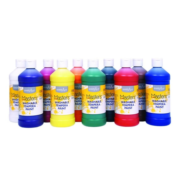 16 oz. 10-Color Handy Art Little Masters Washable Tempera Paint Set - 10 Bottles