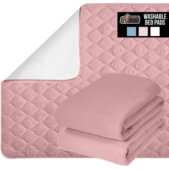Washable Toddler Mattress Incontinence Pads, Reusable Waterproof Bed Underpads, Absorbent Leak Proof, 52x34 Slip Resistant Pad Protector Absorbs 8 Cups for Bedwetting, Adults, Kids, White