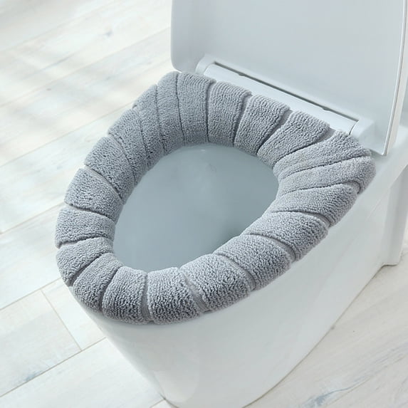 Washable Toilet Lid Cover, Knitted Toilet Seat Cushion and O Shaped Toilet Ring Cover, Thick Soft Design for Bathroom Use