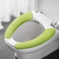 thumbnail image 1 of Washable Toilet Seat Cushion Cover, Soft Adhesive Fabric Toilet Seat Pad for Comfort and Hygiene, Removable Bathroom Accessory for Standard Toilet Seats(Green), 1 of 3