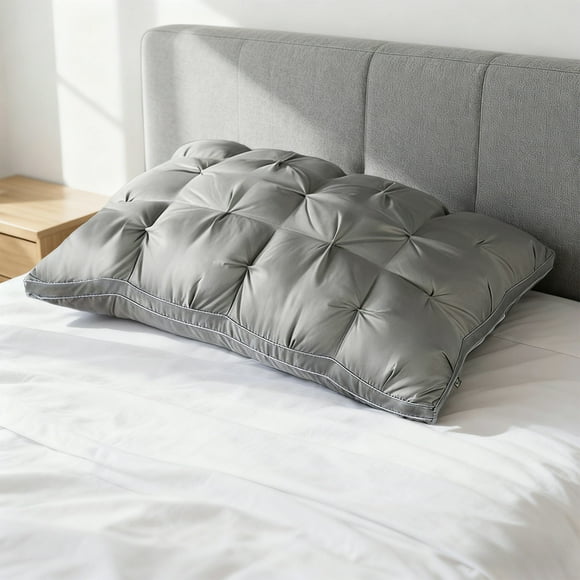 Washable Twisted Down Pillow for Back & Side Sleeping | Hotel Quality Cool Pillow with Propped Corners | 1 Pillow White 29x19 Inches