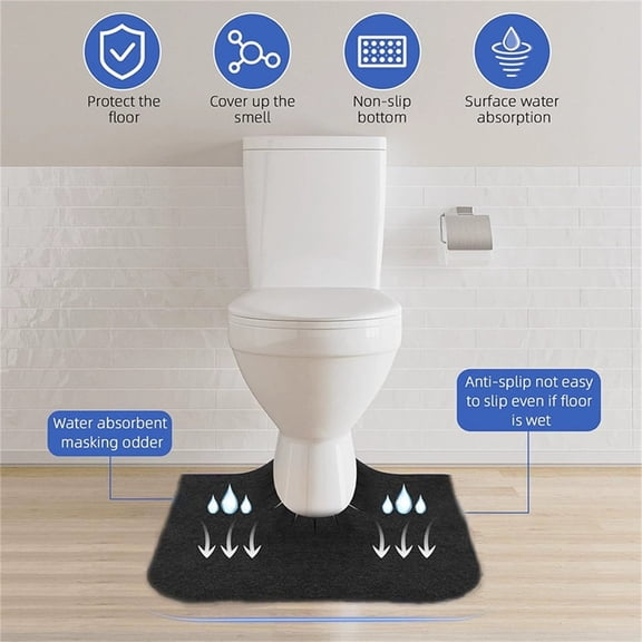 Washable U-Shaped Toilet Mats, Absorbent Commode Rugs for Kids Potty Training, Reusable Bathroom Floor Protector Pads (6 Pack)